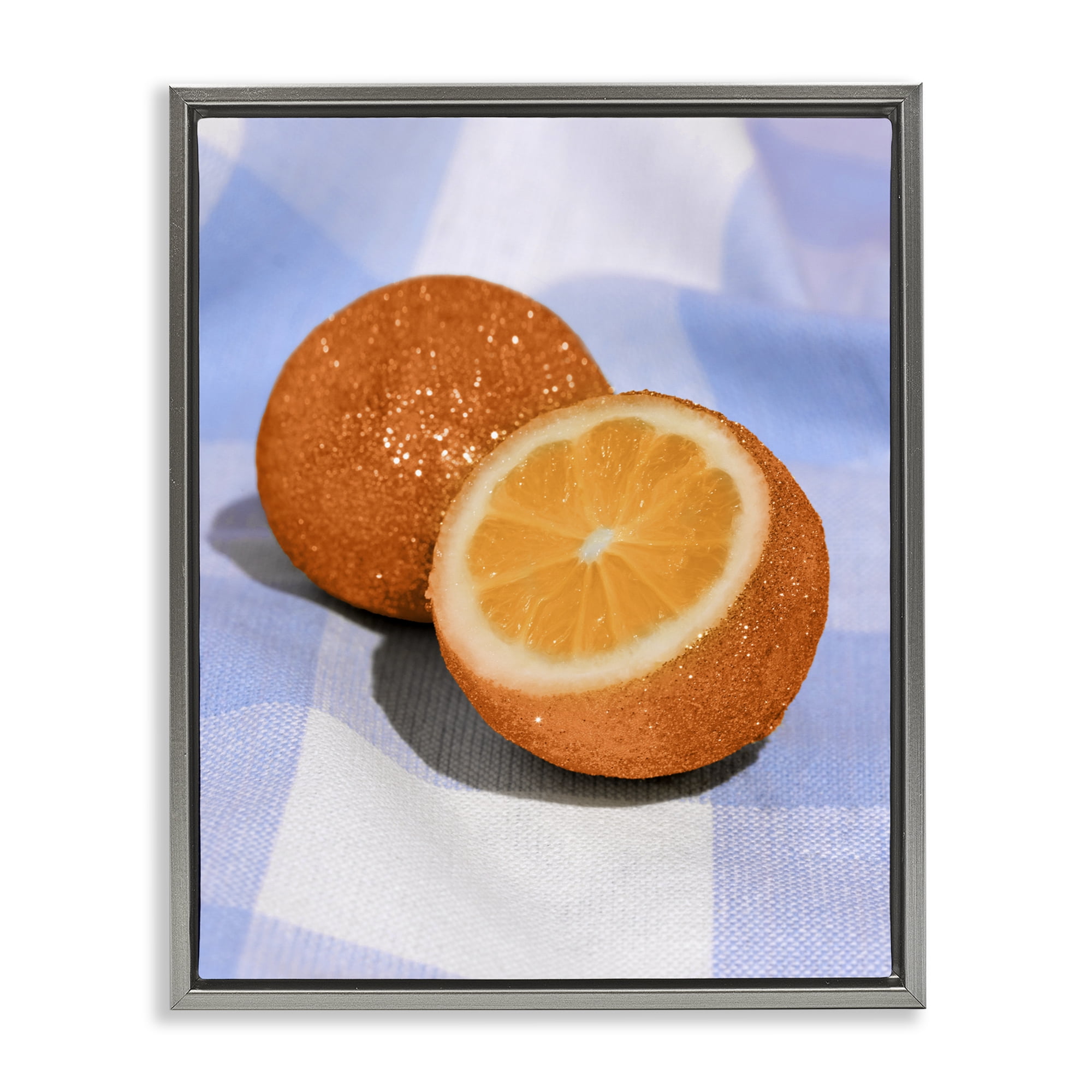 Stupell Industries Glimmer Orange on Blue Gray Framed Floater Canvas Wall Art, design by LISH Creative
