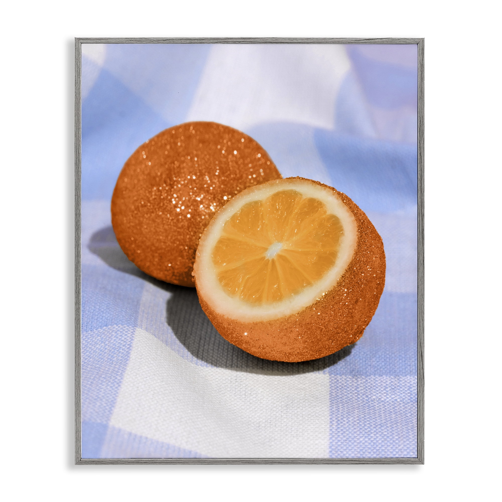 Stupell Industries Glimmer Orange on Blue Gray Framed Giclee Art, design by LISH Creative