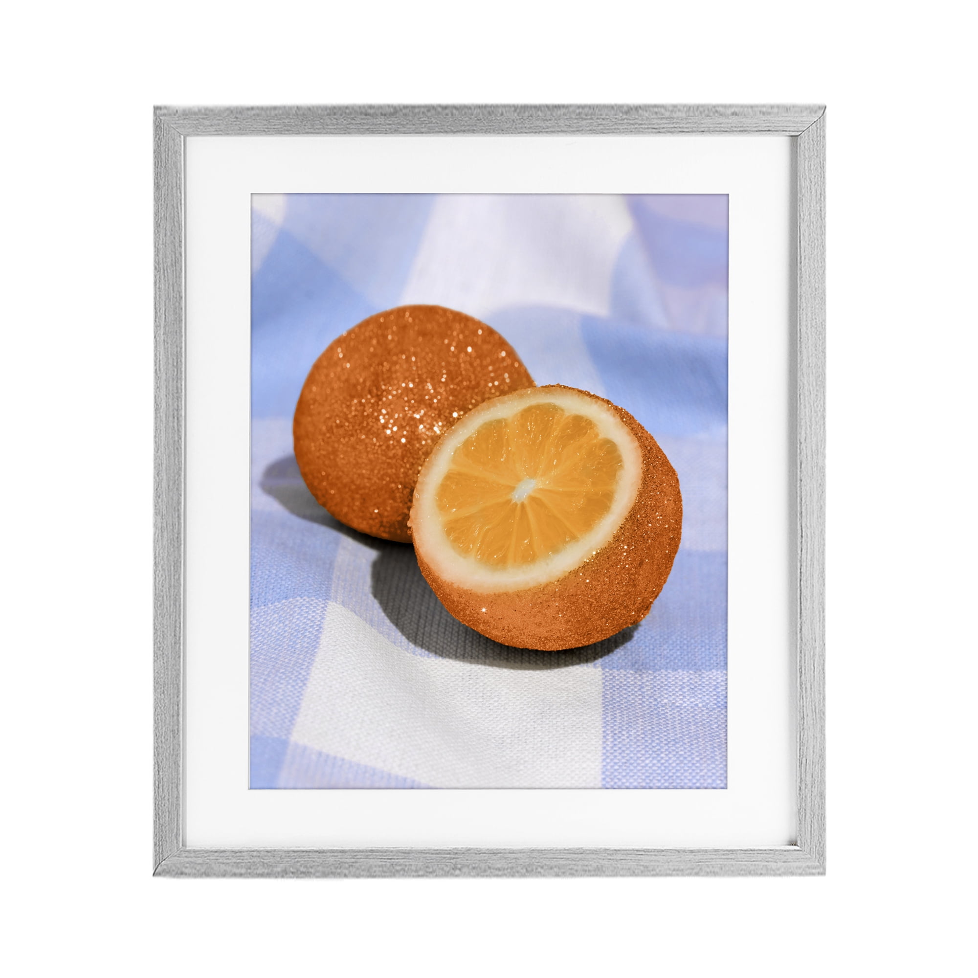 Stupell Industries Glimmer Orange on Blue Gray Framed Print Under Glass, design by LISH Creative