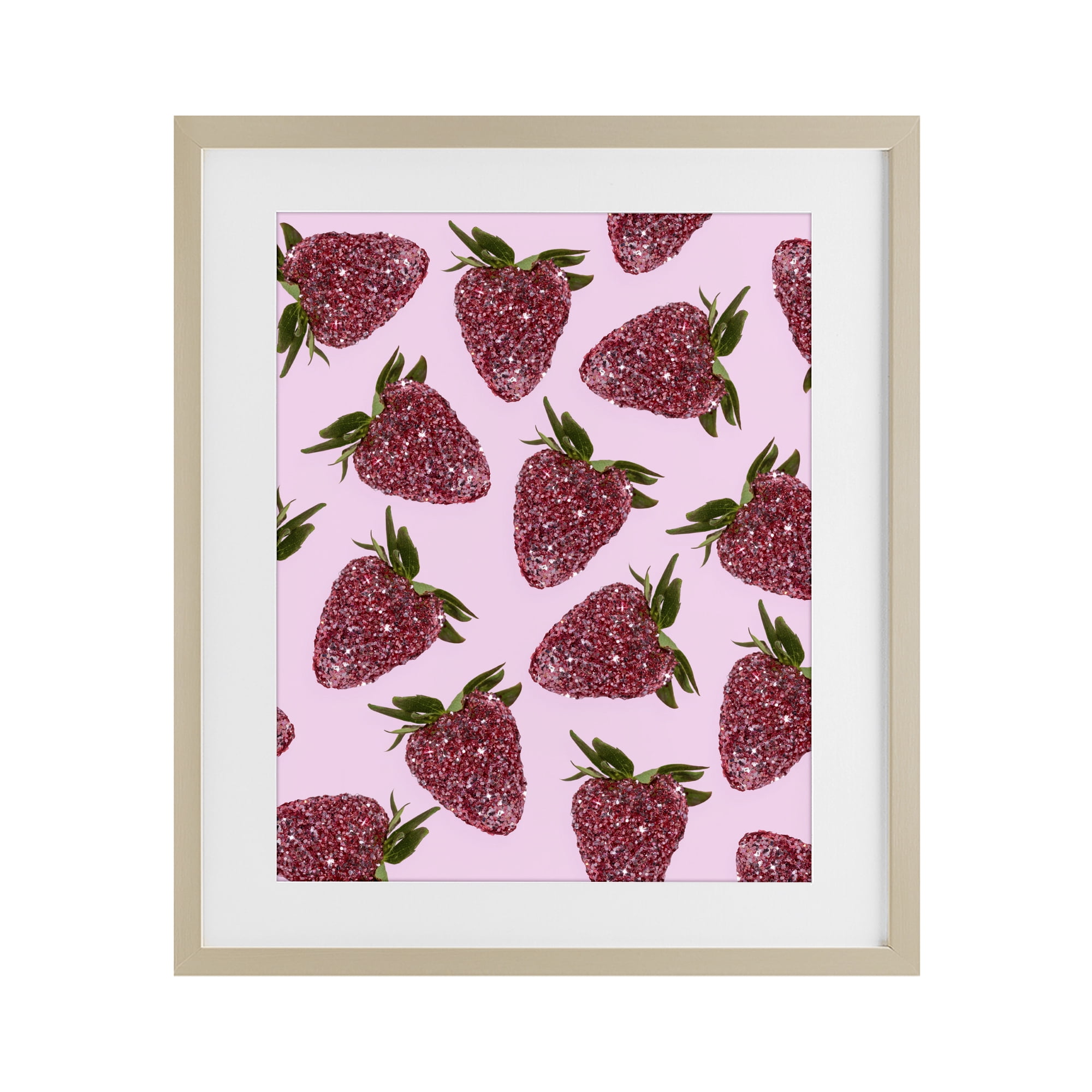 Stupell Industries Glimmer Strawberry Pattern Birch Framed Print Under Glass, design by LISH Creative