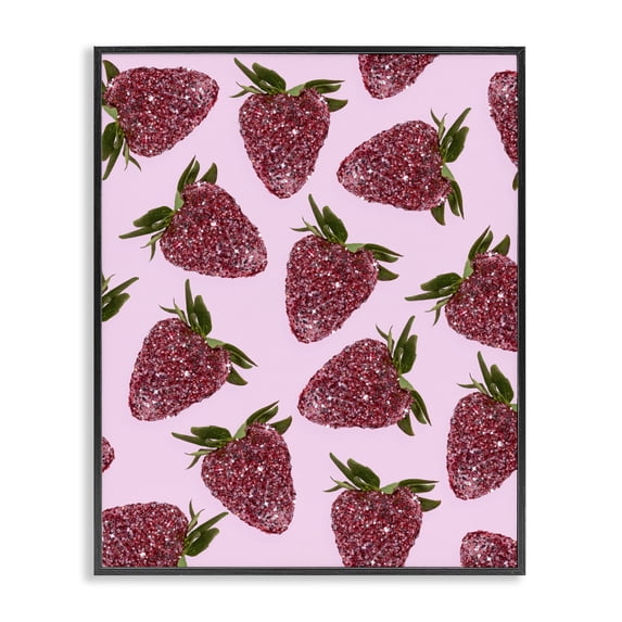 Stupell Industries Art Deco Glimmer Strawberry Pattern Black Framed Giclee Art, 11 x 14, by LISH Creative