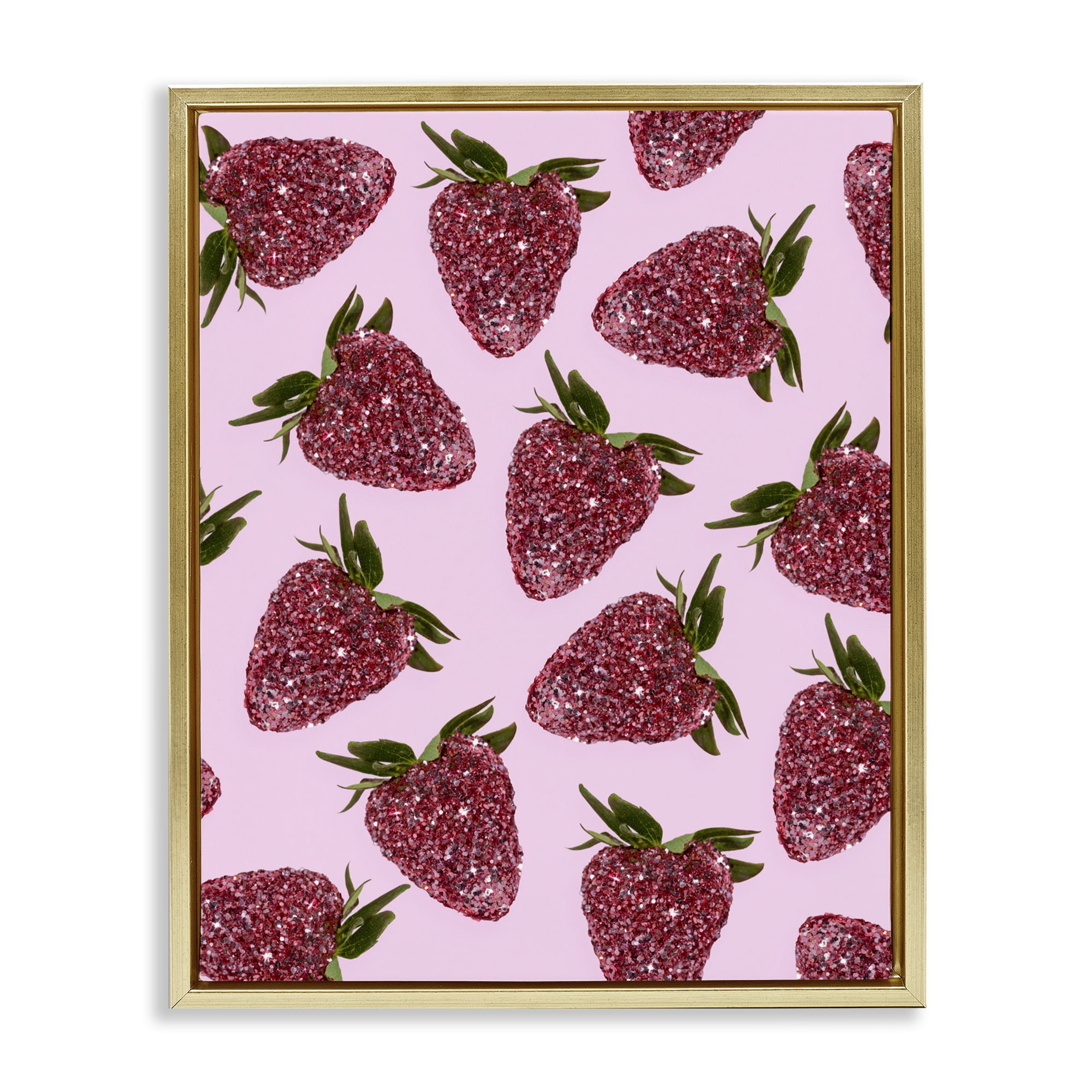 Stupell Industries Glimmer Strawberry Pattern Gold Framed Floater Canvas Wall Art, design by LISH Creative