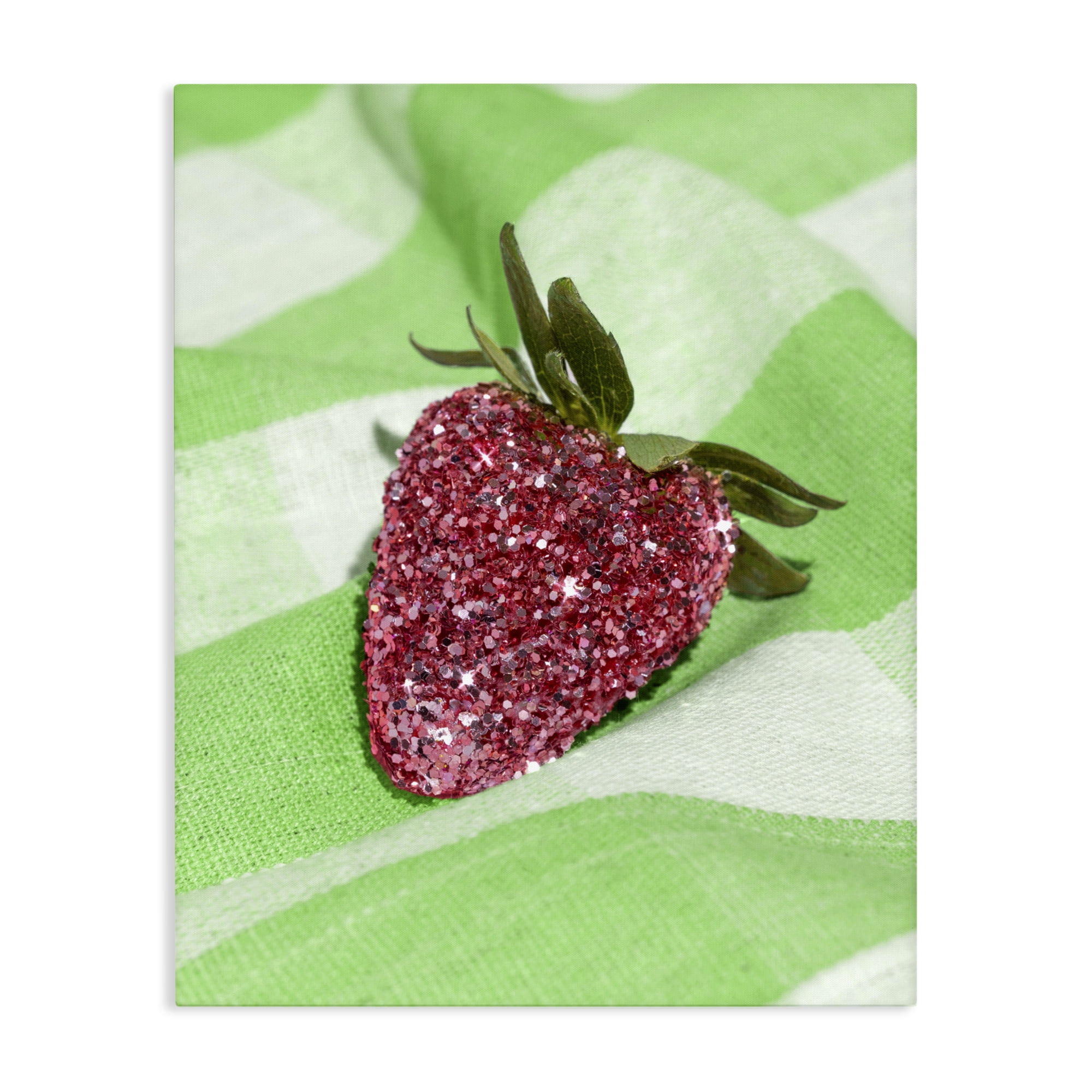 Stupell Industries Glimmer Strawberry on Green Canvas Wall Art, design by LISH Creative