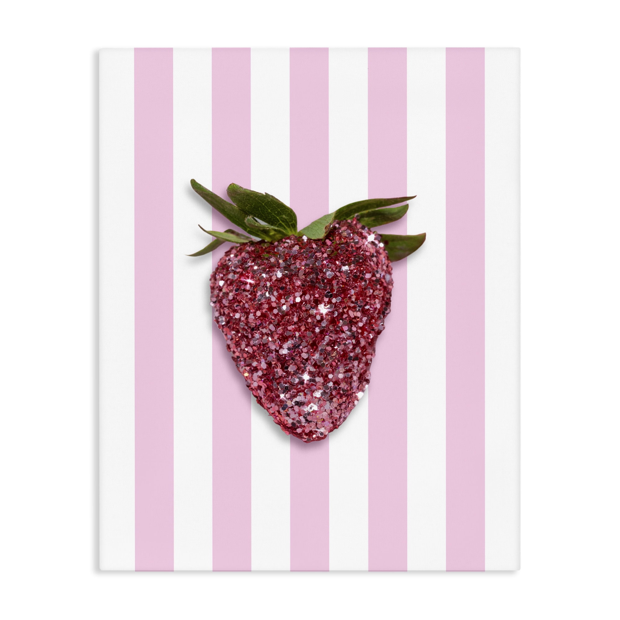 Stupell Industries Glimmer Strawberry on Green Stripes Canvas Wall Art, design by LISH Creative