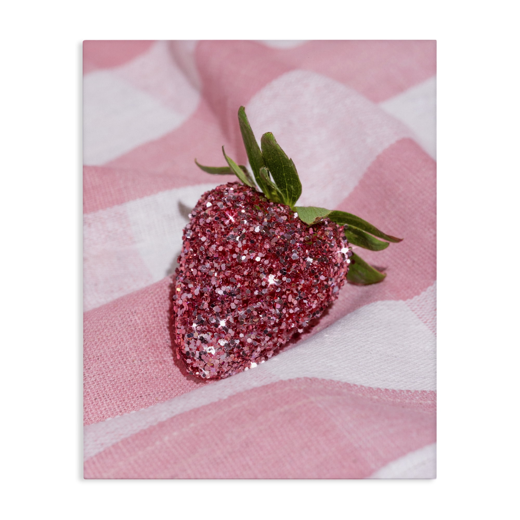 Stupell Industries Glimmer Strawberry on Pink Canvas Wall Art, design by LISH Creative