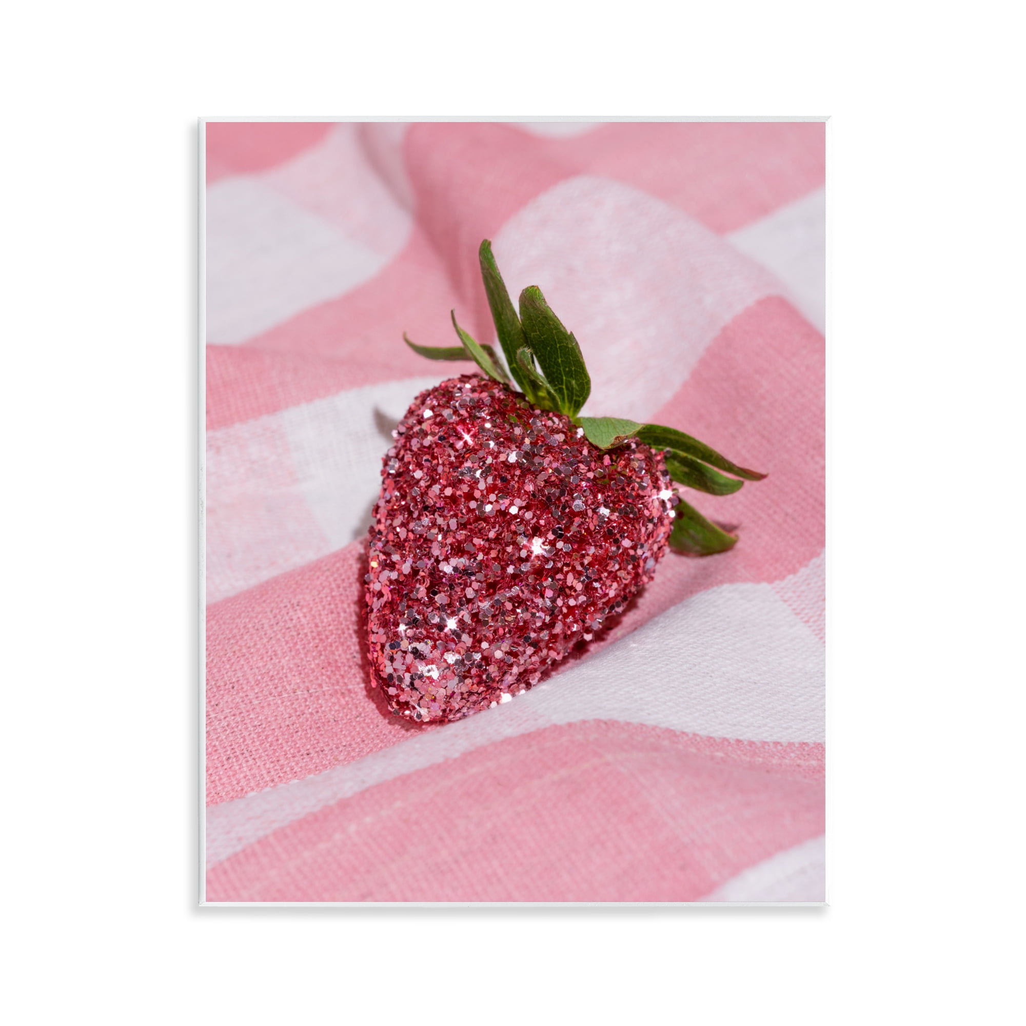 Stupell Industries Glimmer Strawberry on Pink Wall Plaque Art, design by LISH Creative