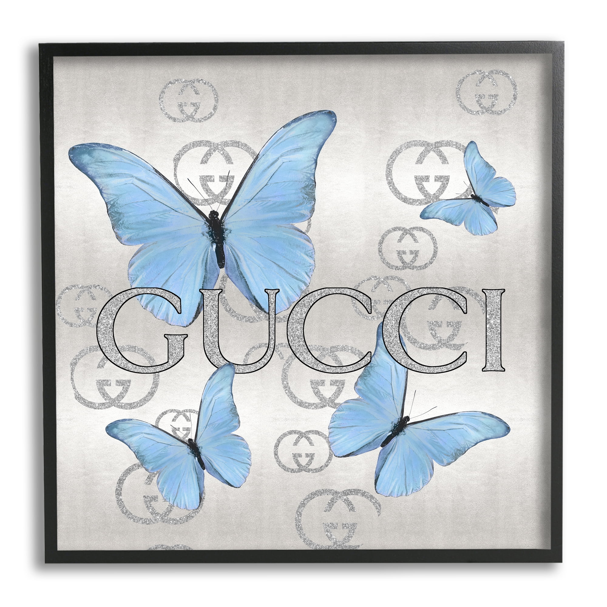Stupell Industries Glimmering Glam Butterflies Animals & Insects Painting Black Framed Art Print Wall Art, 24 x 24