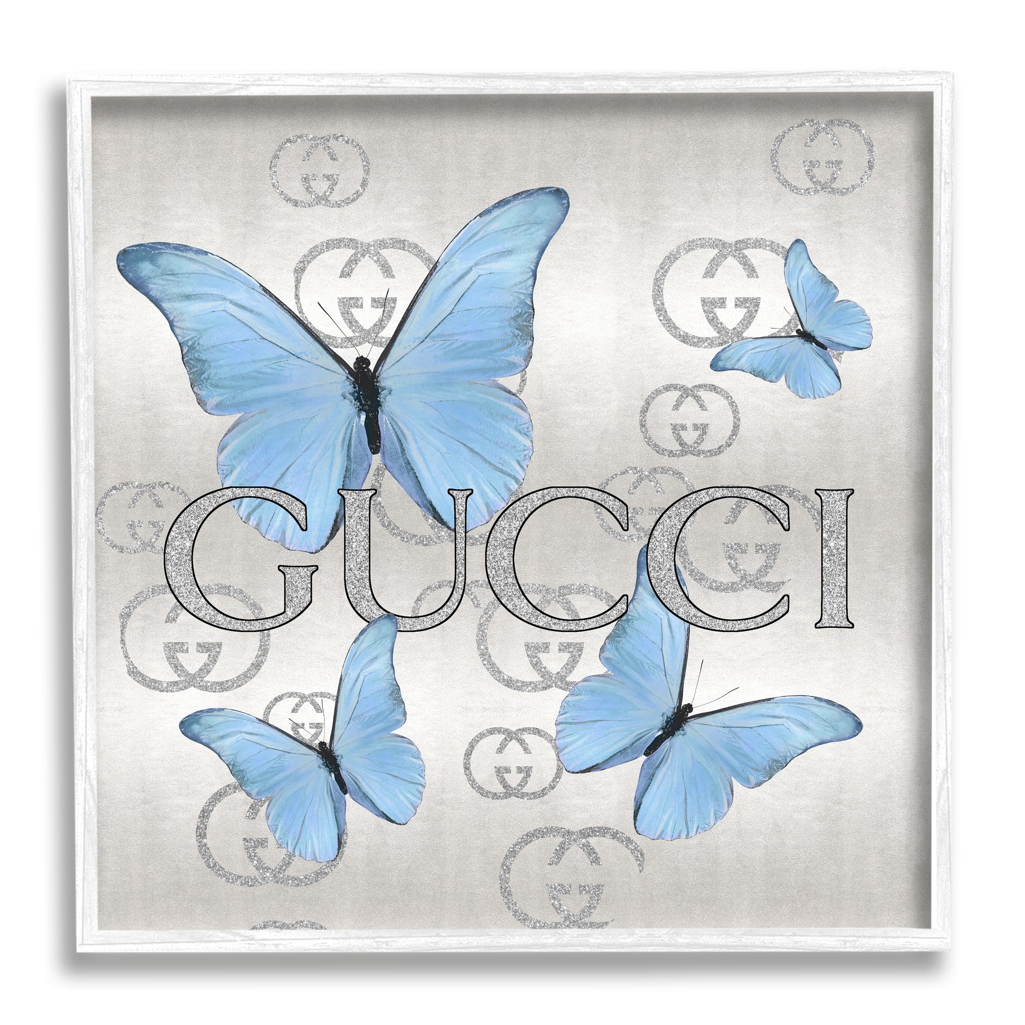 Stupell Industries Glimmering Glam Butterflies Animals & Insects Painting White Framed Art Print Wall Art, 17 x 17