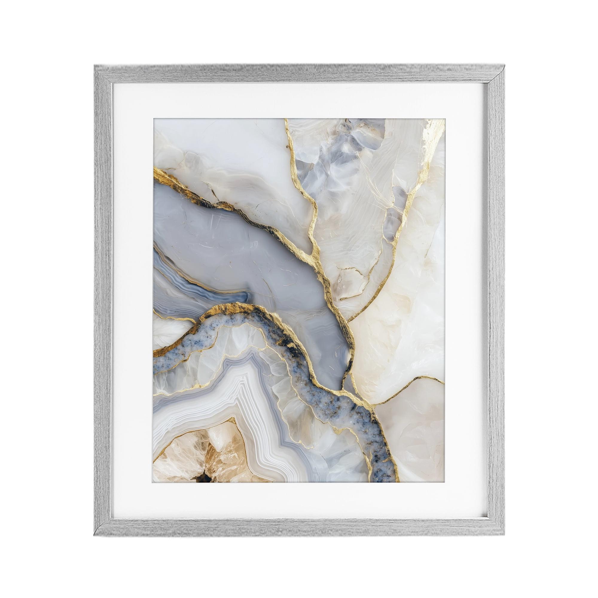 Stupell Industries Glimmering Layers of Agate Gray Framed Print Under Glass, design by Svetlana Aleynikova