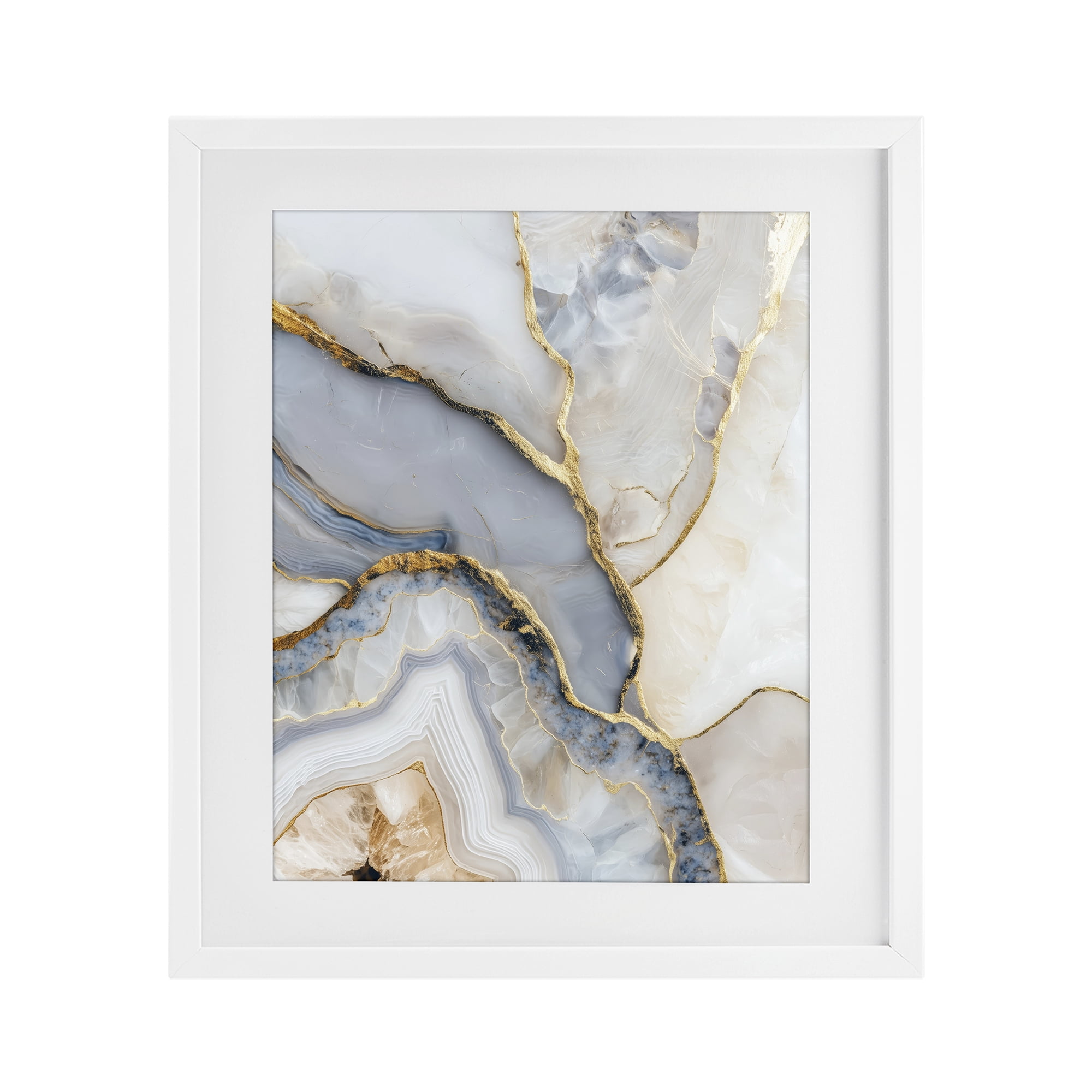 Stupell Industries Glimmering Layers of Agate White Framed Print Under Glass, design by Svetlana Aleynikova