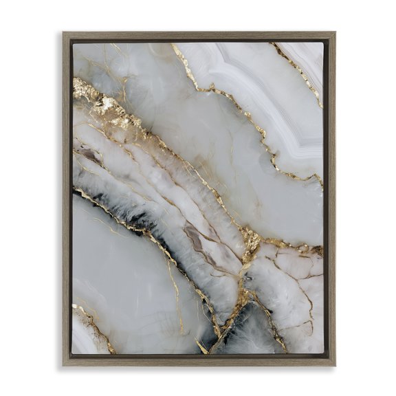 Stupell Industries Glinting Abyss Geode Brown Framed Floater Canvas Wall Art, design by Svetlana Aleynikova