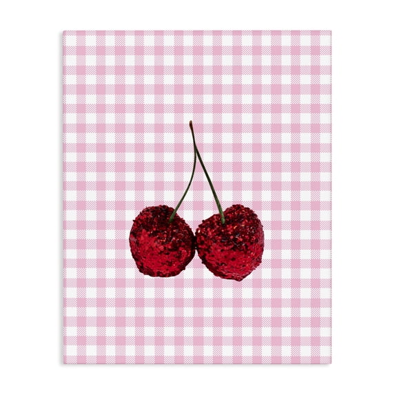 Stupell Industries Glam Glitter Cherry on Pink Gingham Canvas Art, 16 x 20, by LISH Creative