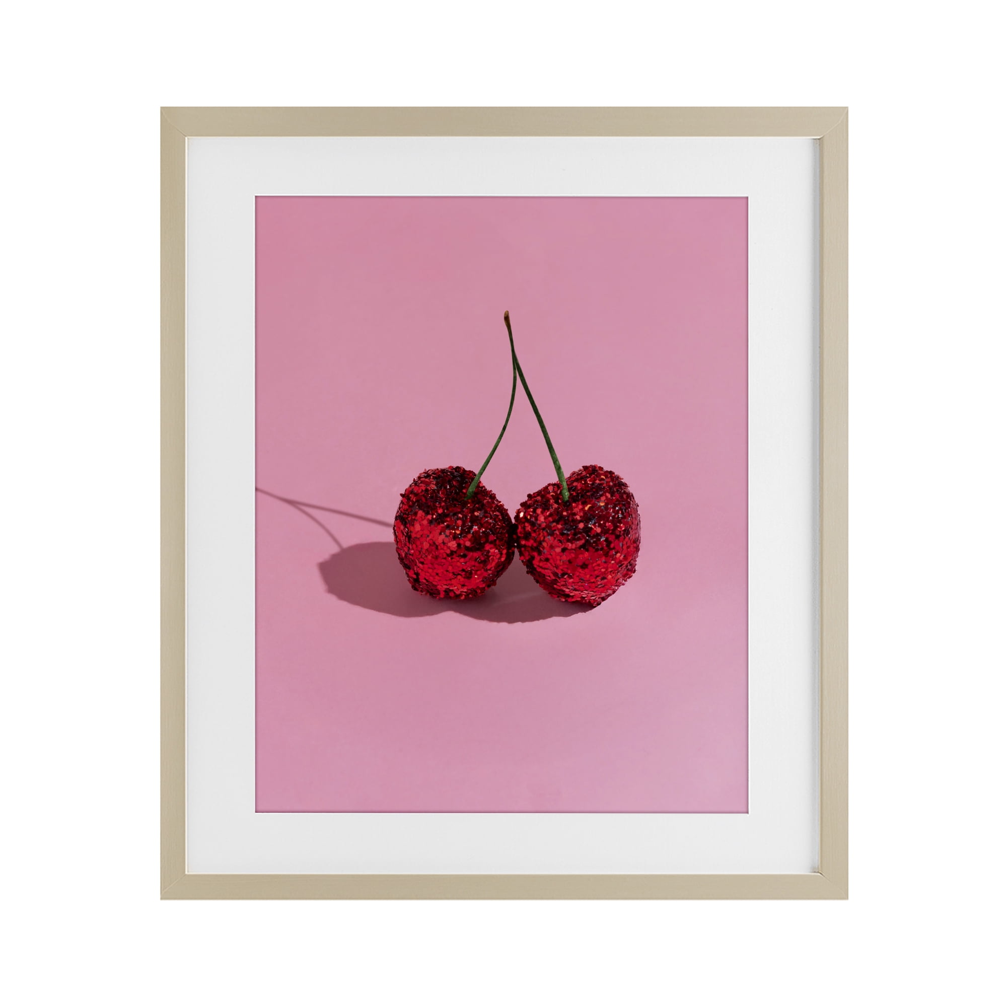 Stupell Industries Glitter Encrusted Cherries Birch Framed Print Under Glass, design by LISH Creative