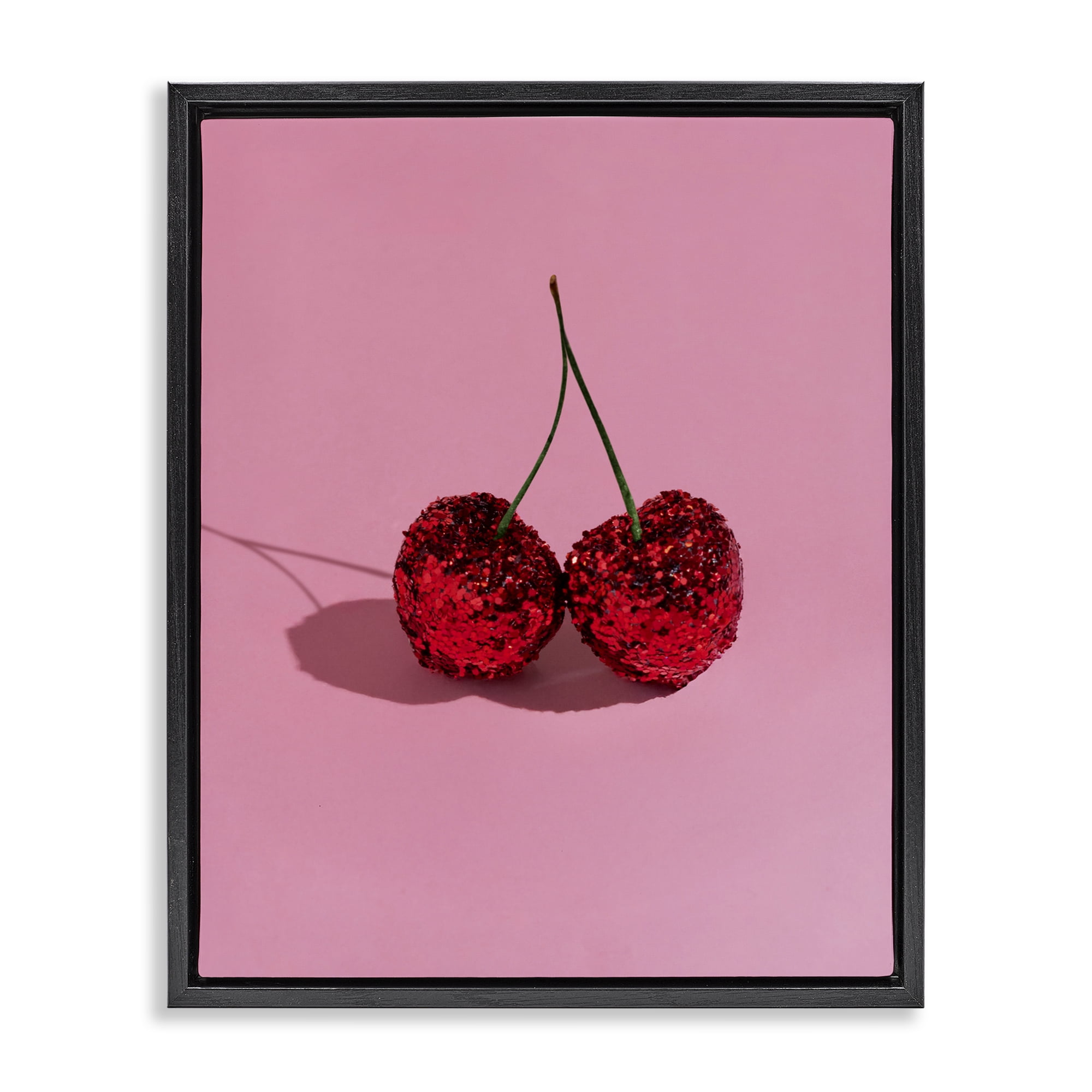 Stupell Industries Glitter Encrusted Cherries Black Framed Floater Canvas Wall Art, design by LISH Creative