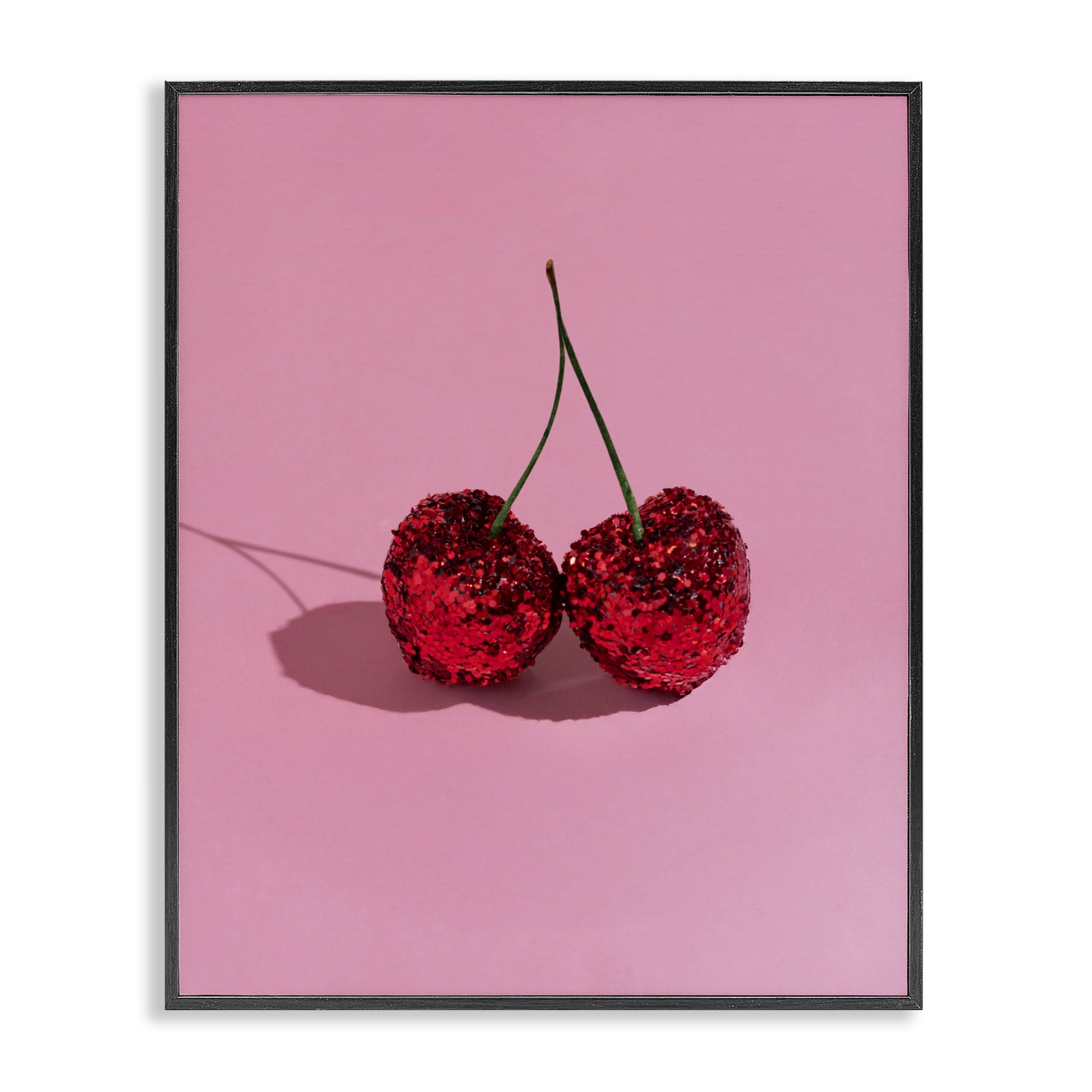 Stupell Industries Glitter Encrusted Cherries Black Framed Giclee Art, design by LISH Creative
