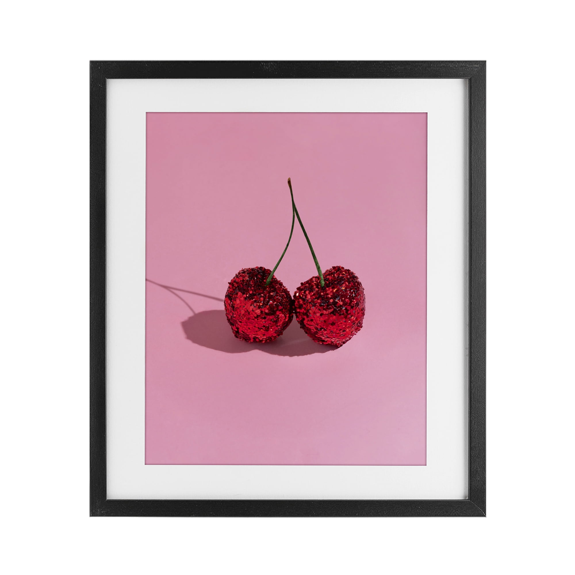 Stupell Industries Glitter Encrusted Cherries Black Framed Print Under Glass, design by LISH Creative