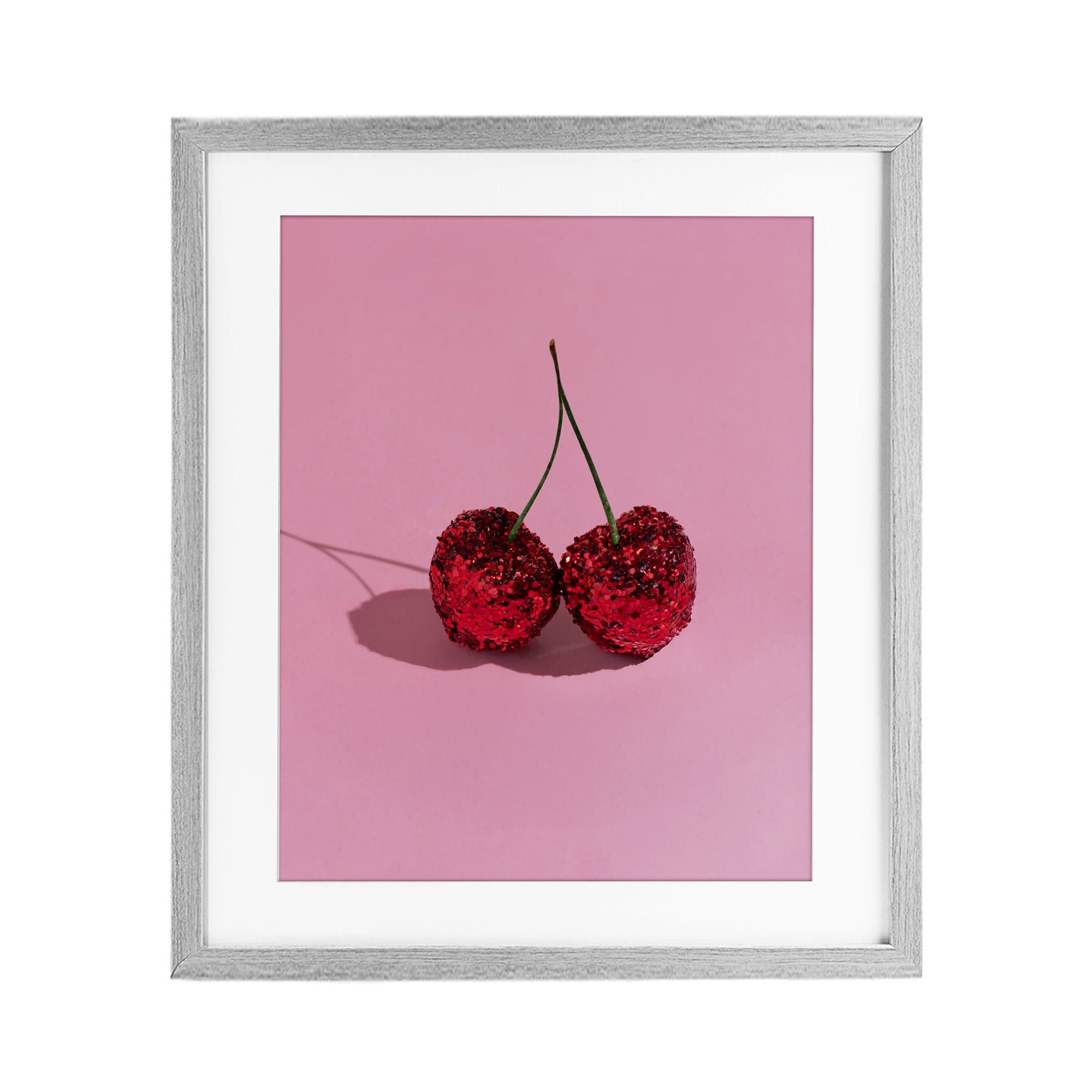 Stupell Industries Glitter Encrusted Cherries Gray Framed Print Under Glass, design by LISH Creative