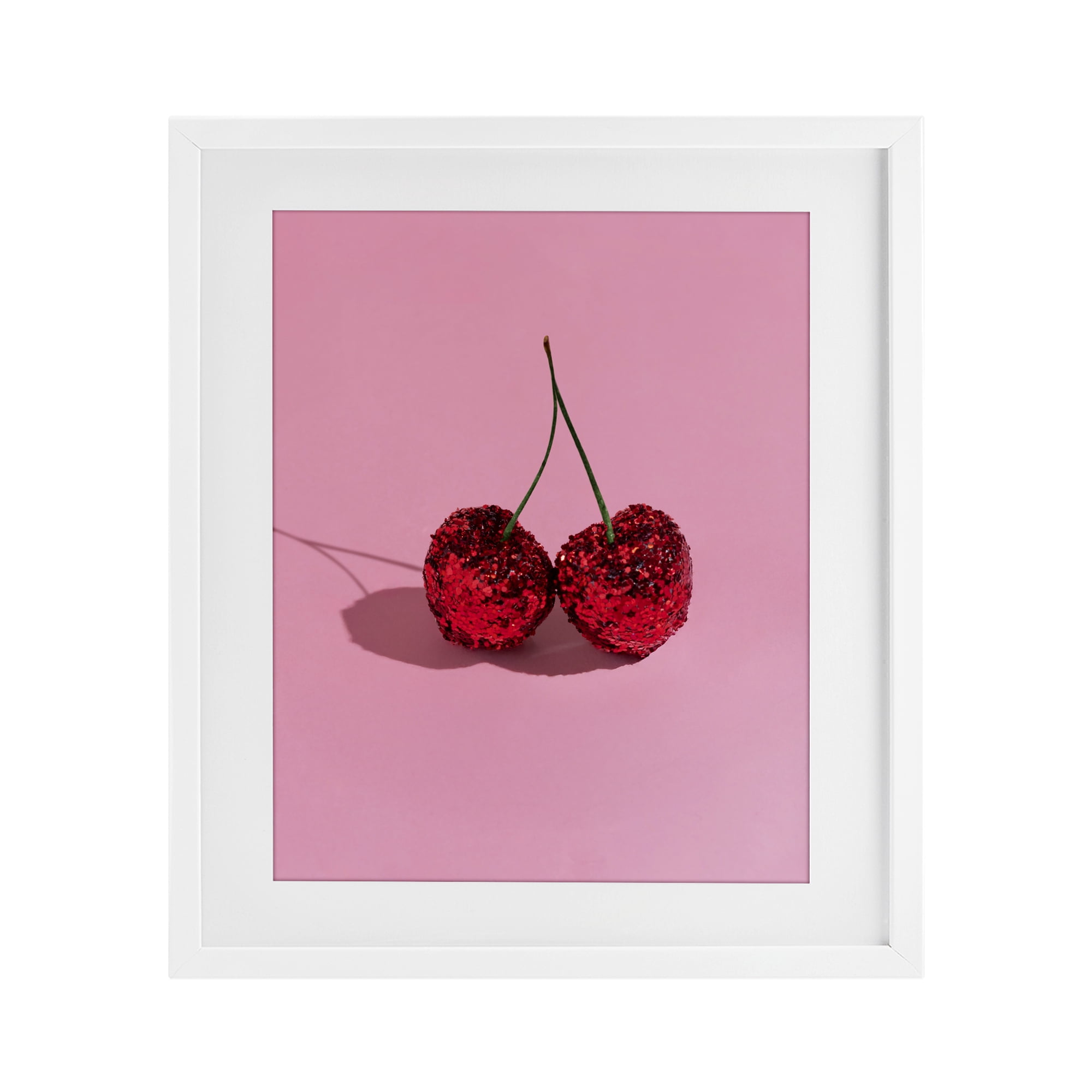 Stupell Industries Glitter Encrusted Cherries White Framed Print Under Glass, design by LISH Creative