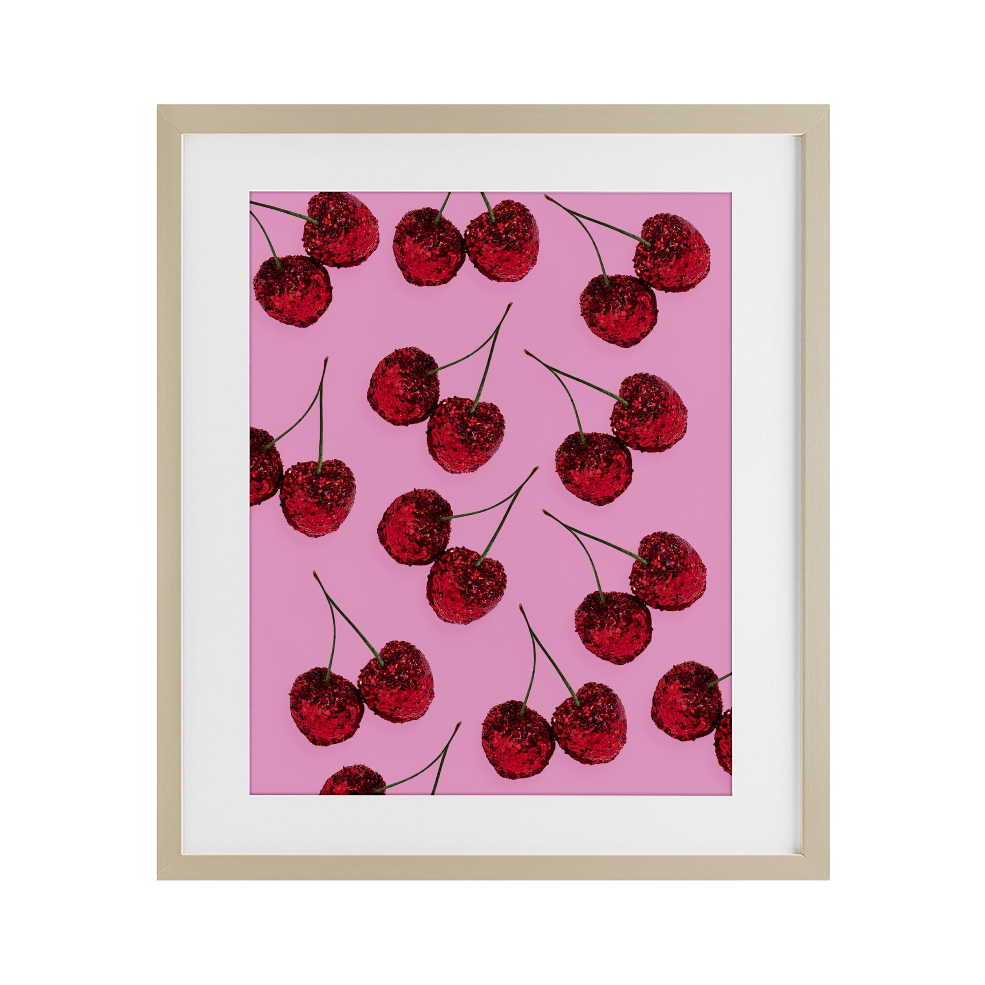 Stupell Industries Glitter Glam Cherries Pattern Birch Framed Print Under Glass, design by LISH Creative