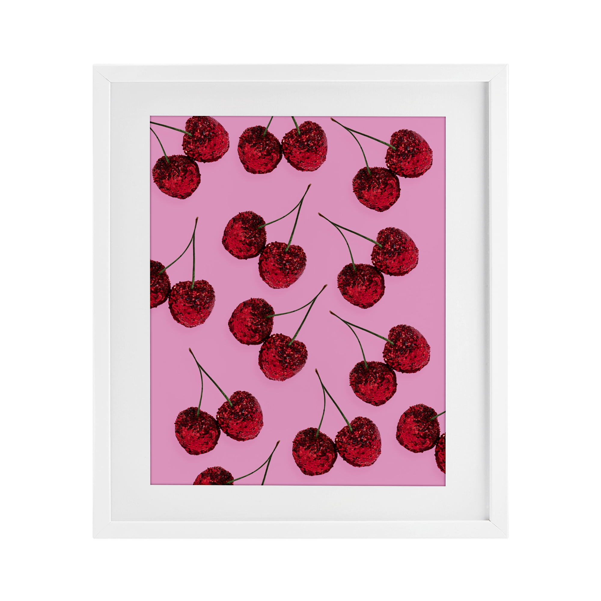 Stupell Industries Glitter Glam Cherries Pattern White Framed Print Under Glass, design by LISH Creative