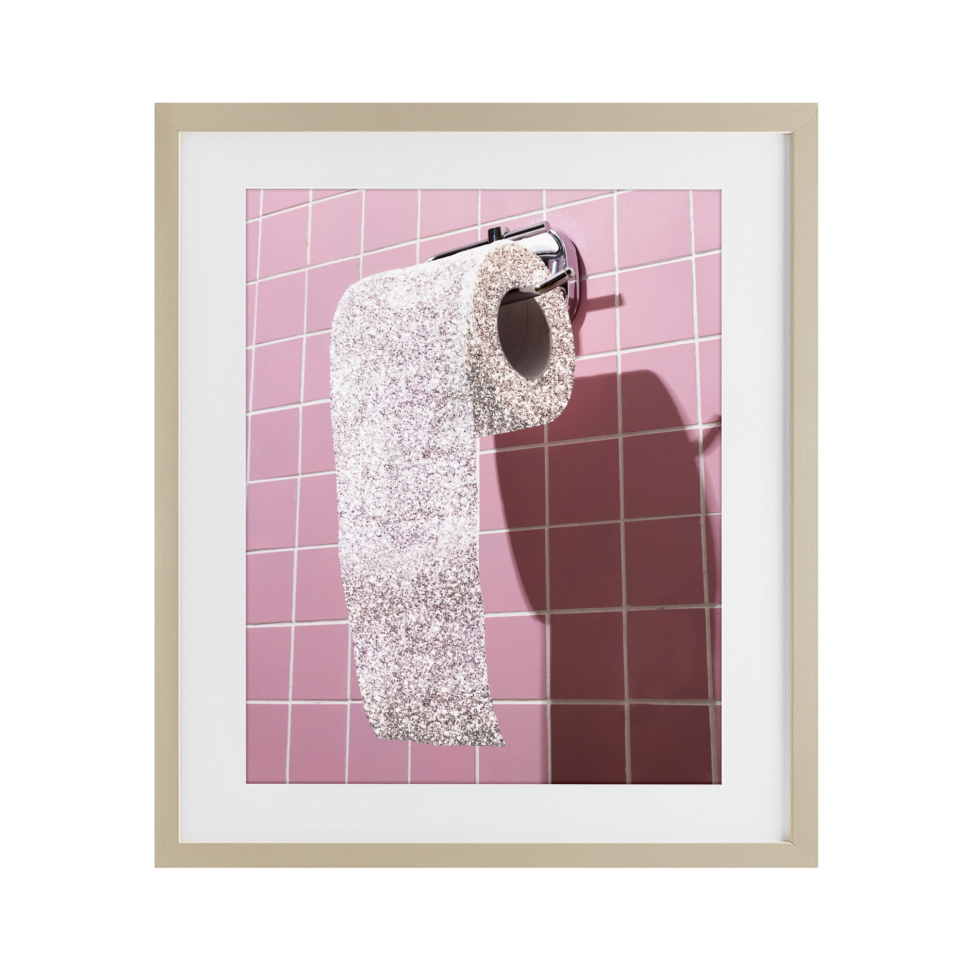 Stupell Industries Glitter Pink Toilet Paper Birch Framed Print Under Glass, design by CAD Designs
