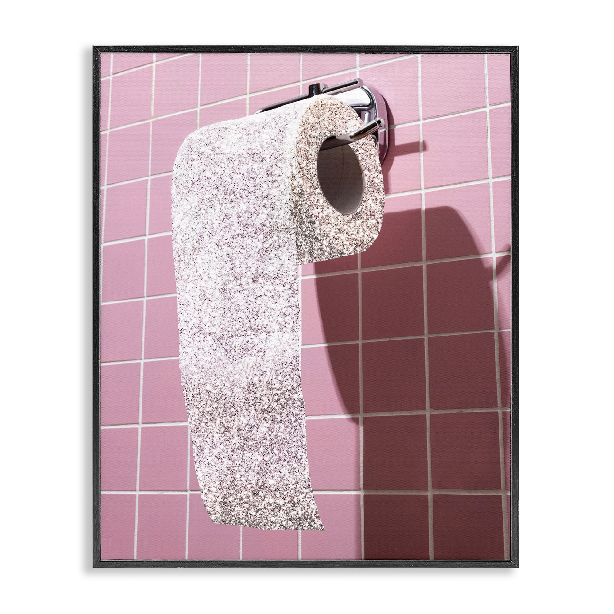 Stupell Industries Glitter Pink Toilet Paper Black Framed Giclee Art, design by CAD Designs