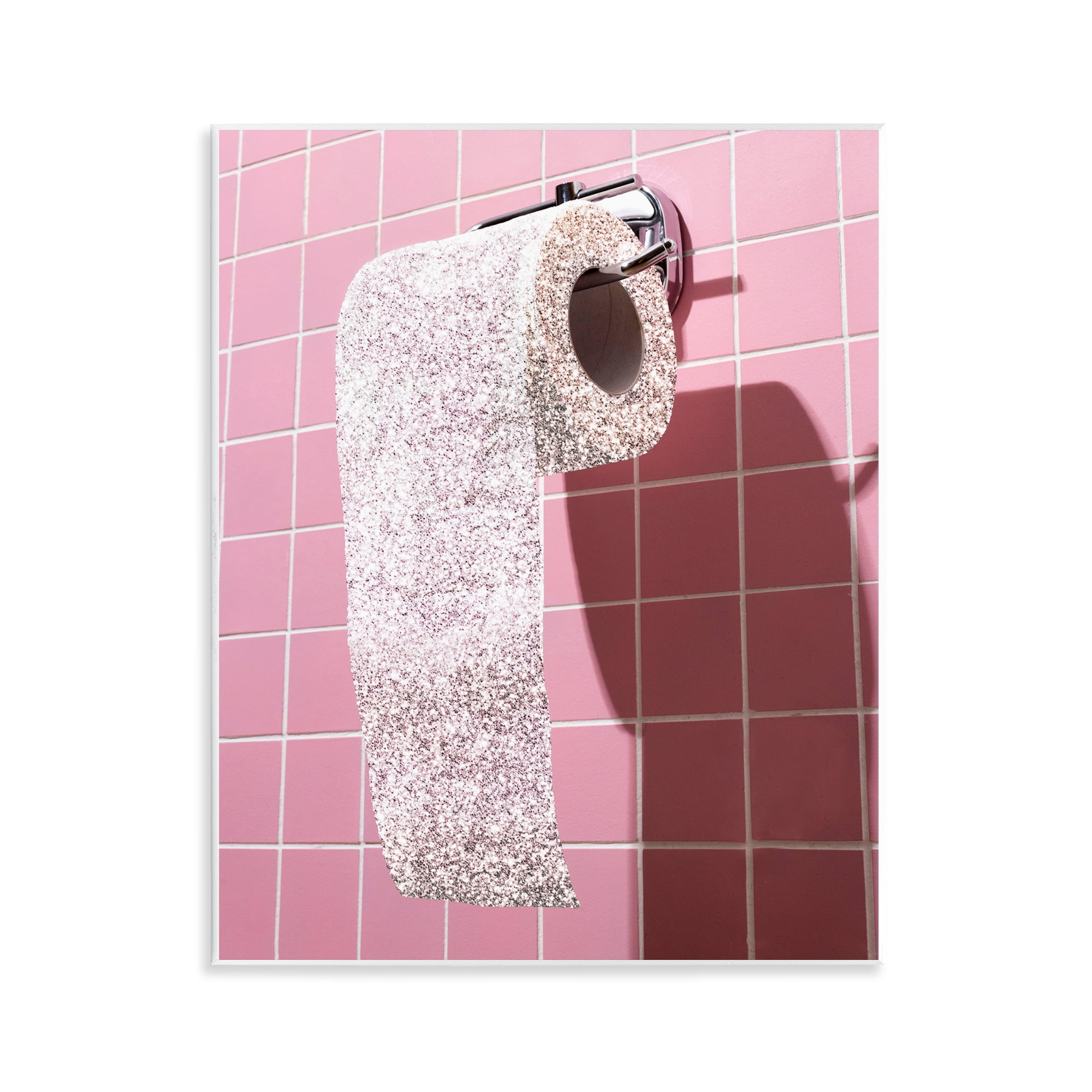 Stupell Industries Glitter Pink Toilet Paper Wall Plaque Art, design by CAD Designs