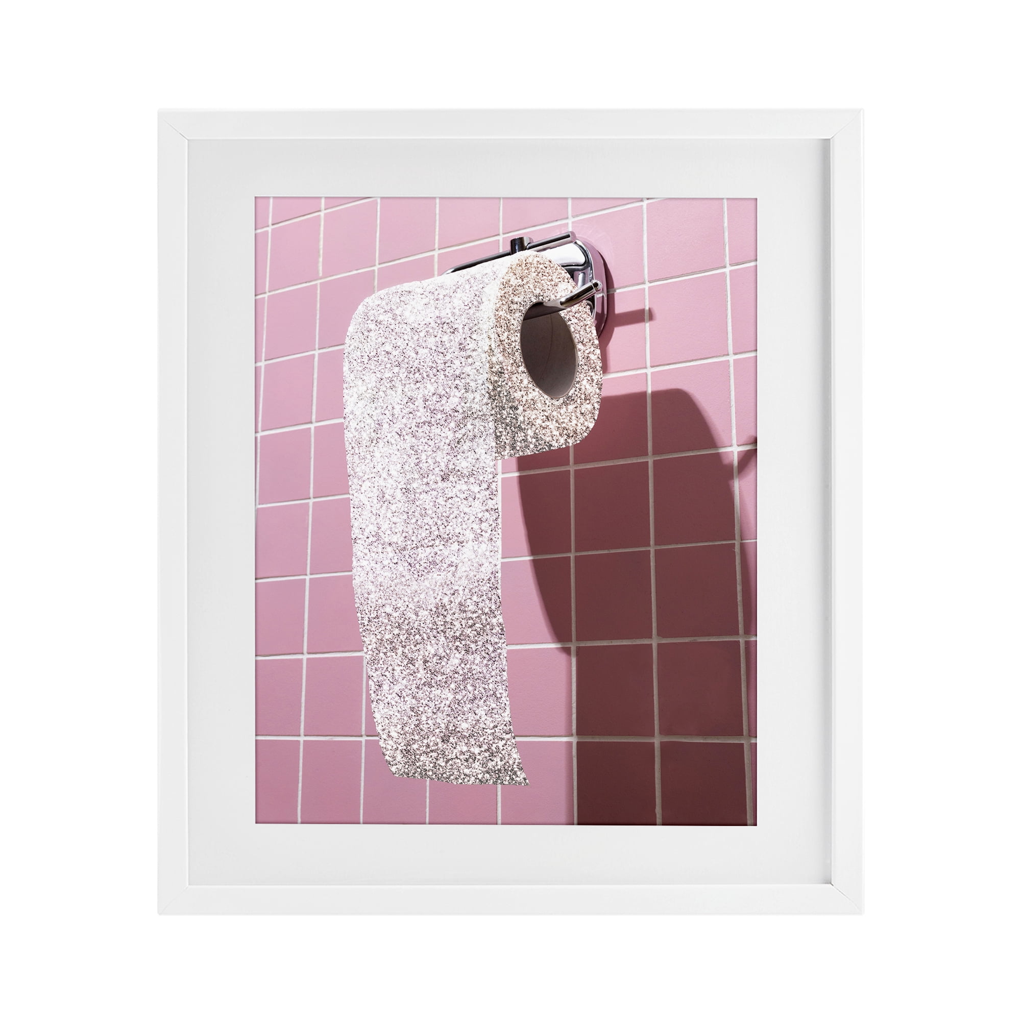 Stupell Industries Glitter Pink Toilet Paper White Framed Print Under Glass, design by CAD Designs