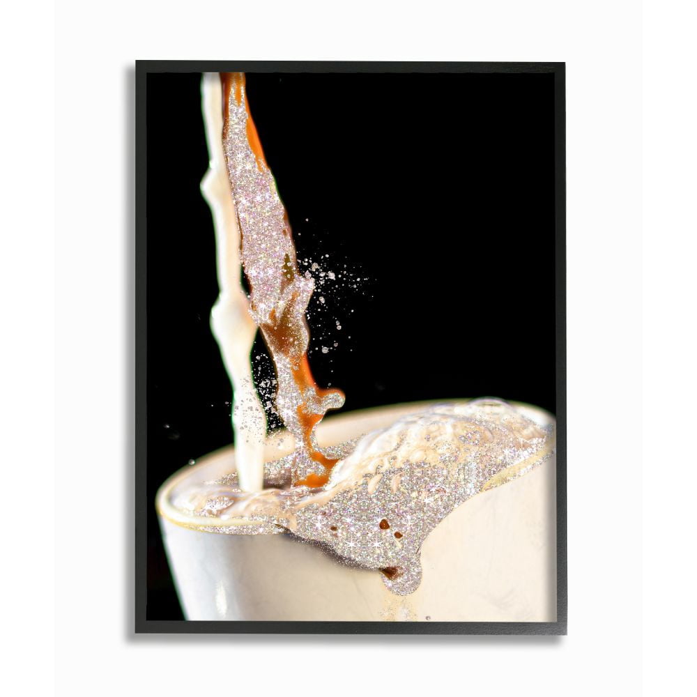 Stupell Industries Glitter Pour Coffee Beverage Glam Fashion Design Framed Wall Art by Ziwei Li