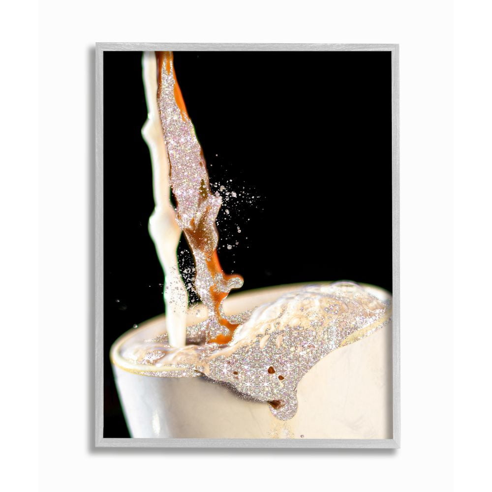 Stupell Industries Glitter Pour Coffee Beverage Glam Fashion Design Framed Wall Art by Ziwei Li
