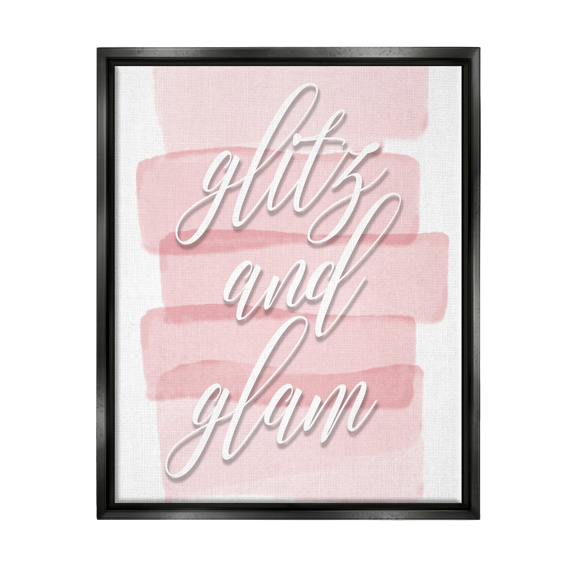 Stupell Industries Glitz & Glam Pink Trendy Phrase Botanical & Floral Painting Black Floater Framed Art Print Wall Art