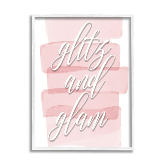 Stupell Industries Glitz & Glam Pink Trendy Phrase Botanical & Floral Painting White Framed Art Print Wall Art