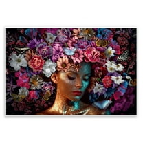 Stupell Industries Glitz Woman with Florals Plants & Flowers Painting Unframed Art Print Wall Art, 15 x 10