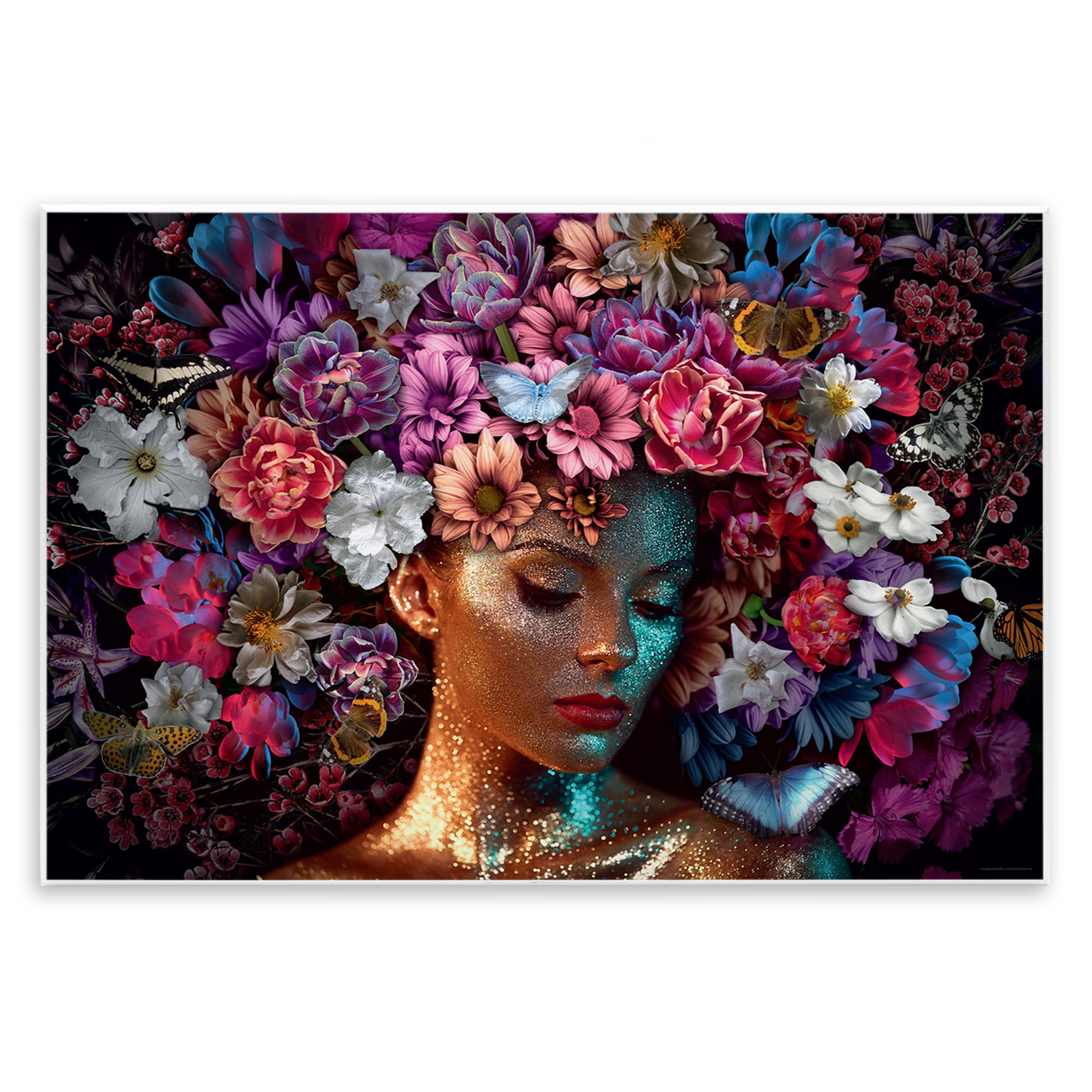 Stupell Industries Glitz Woman with Florals Plants & Flowers Painting Unframed Art Print Wall Art, 19 x 13