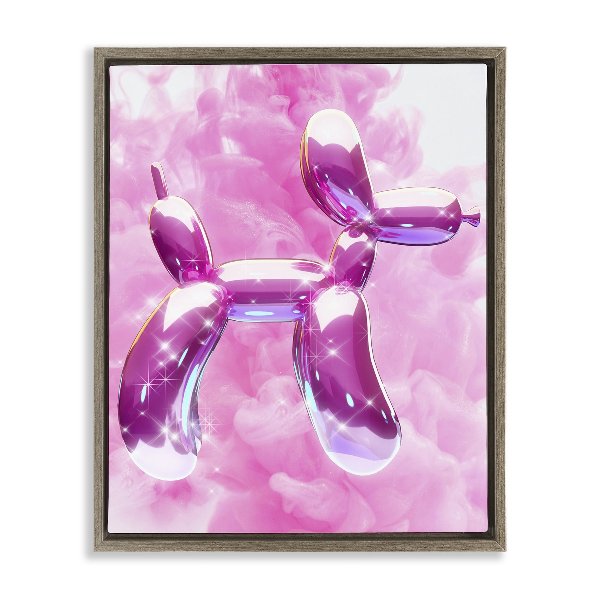 Stupell Industries Glitzy Balloon Dog Abstract Painting Brown Floater Framed Canvas Art Print Wall Art, 17 x 21