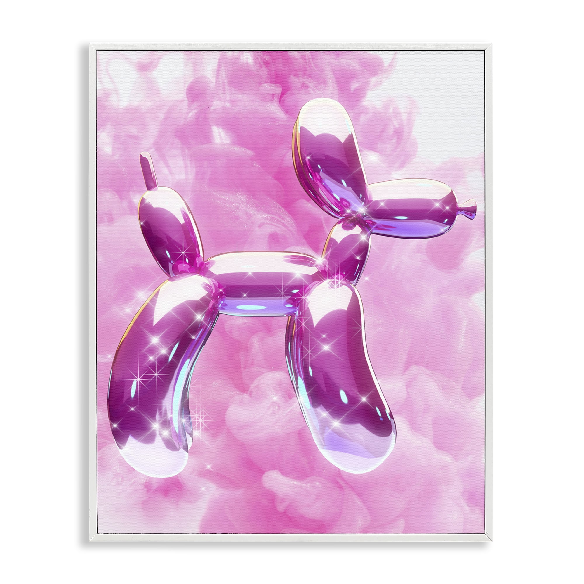 Stupell Industries Glitzy Balloon Dog Abstract Painting White Framed Art Print Wall Art, 24 x 30
