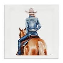 Stupell Industries Glitzy Cowgirl & Horse People Painting Wrapped Canvas Art Print Wall Art, 17 x 17