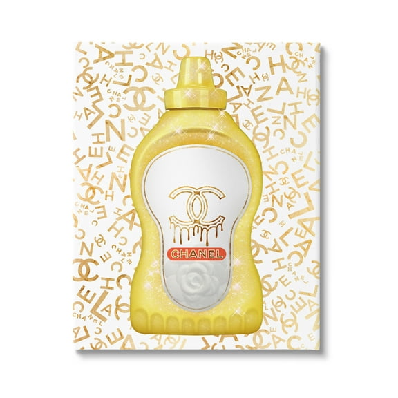 Stupell Industries Glitzy Fashion Bling Kitchen Condiment Mustard Bottle Graphic Art Gallery Wrapped Canvas Print Wall Art, Design by Ziwei Li