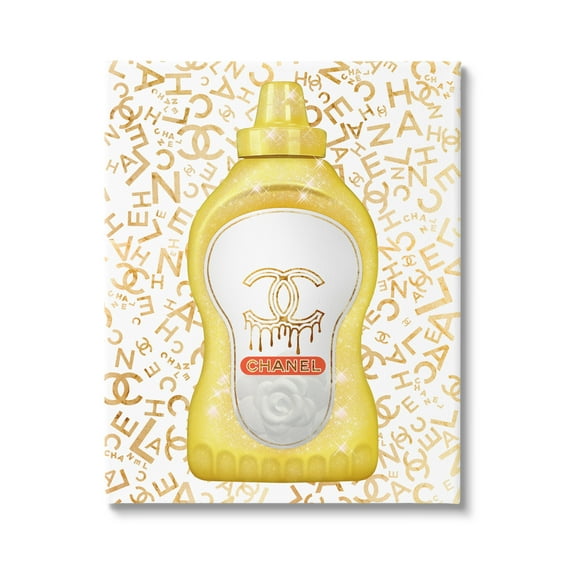 Stupell Industries Glitzy Fashion Bling Kitchen Condiment Mustard Bottle Graphic Art Gallery Wrapped Canvas Print Wall Art, Design by Ziwei Li