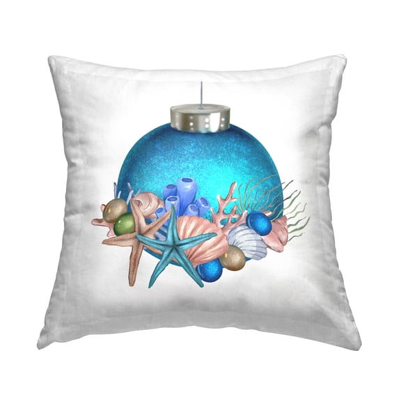 Stupell Industries Glitzy Sea Life Holiday Ornament Printed Throw Pillow Design by Ziwei Li