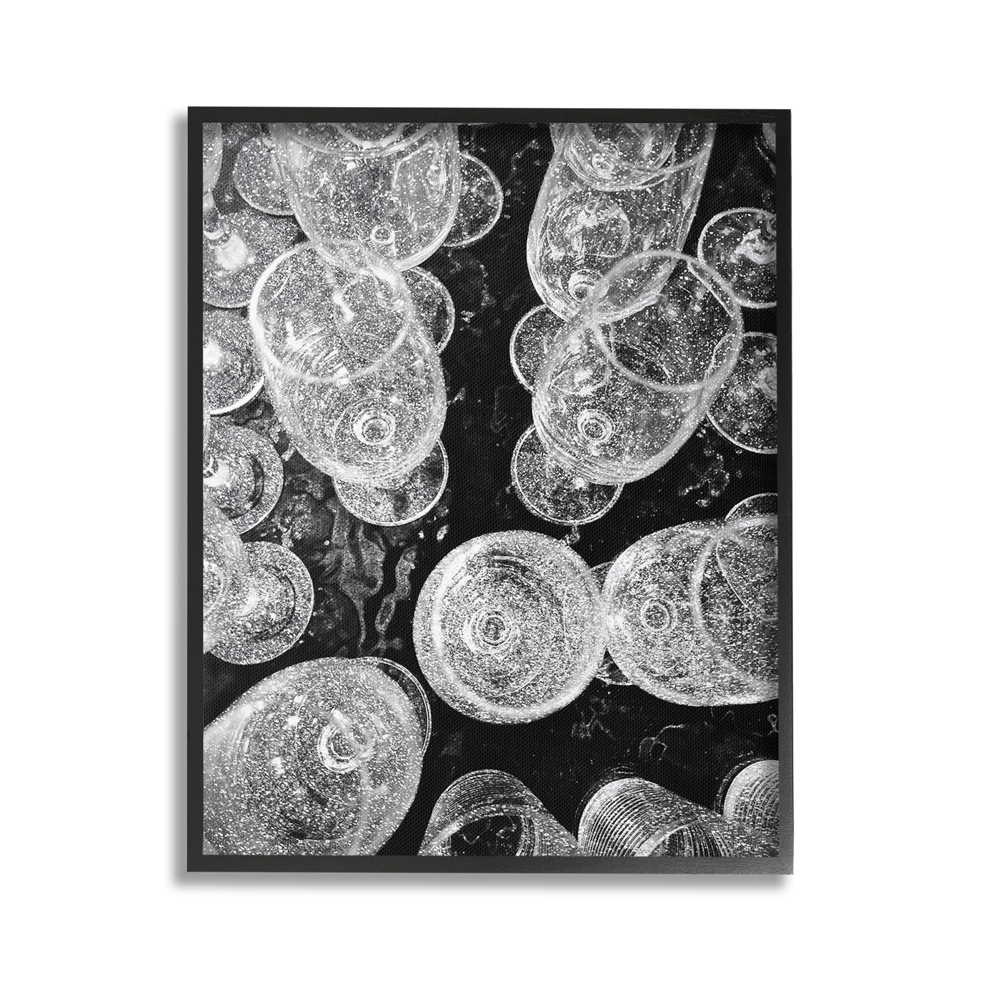 Stupell Industries Glitzy Wine Glasses Food & Beverage Photography Black Framed Art Print Wall Art, 16 x 20