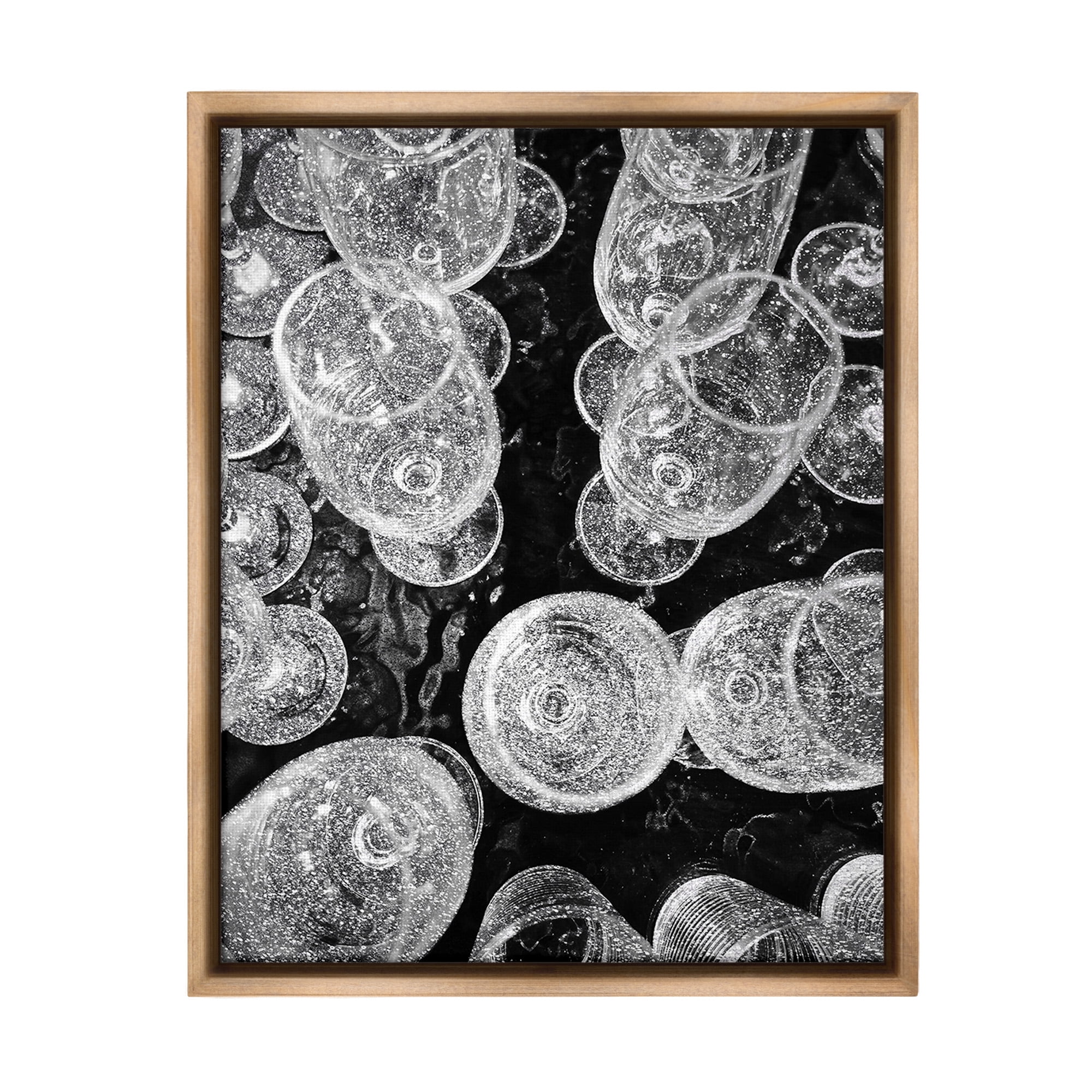 Stupell Industries Glitzy Wine Glasses Food & Beverage Photography Brown Floater Framed Canvas Art Print Wall Art, 17 x 21