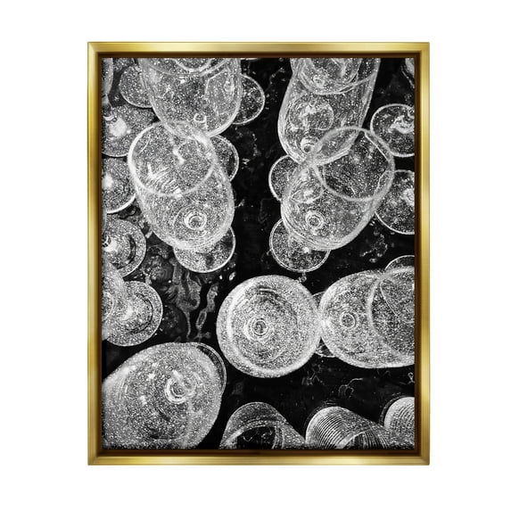 Stupell Industries Glitzy Wine Glasses Food & Beverage Photography Gold Floater Framed Canvas Art Print Wall Art, 17 x 21
