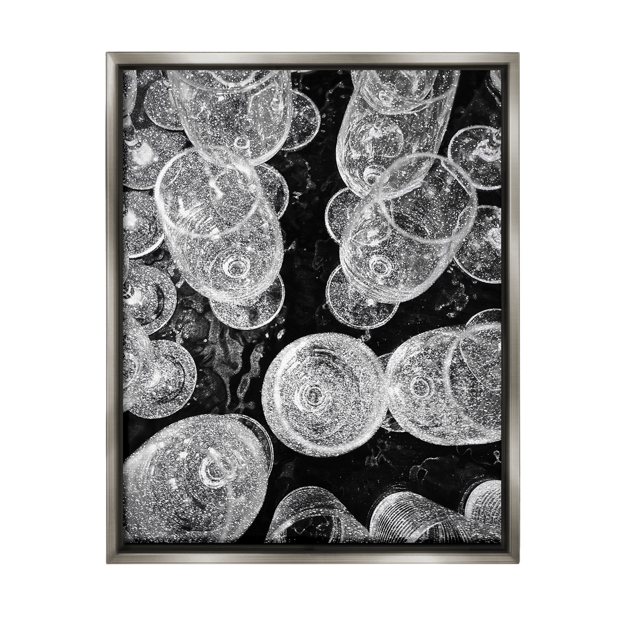 Stupell Industries Glitzy Wine Glasses Food & Beverage Photography Gray Floater Framed Canvas Art Print Wall Art, 25 x 31