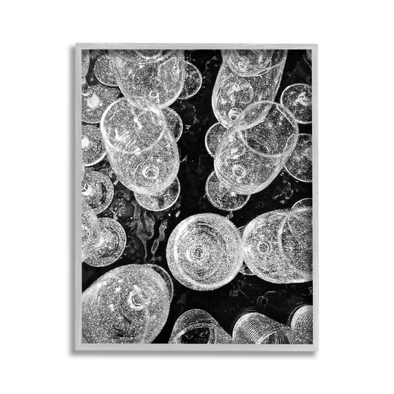Stupell Industries Glitzy Wine Glasses Food & Beverage Photography Gray Framed Art Print Wall Art, 11 x 14