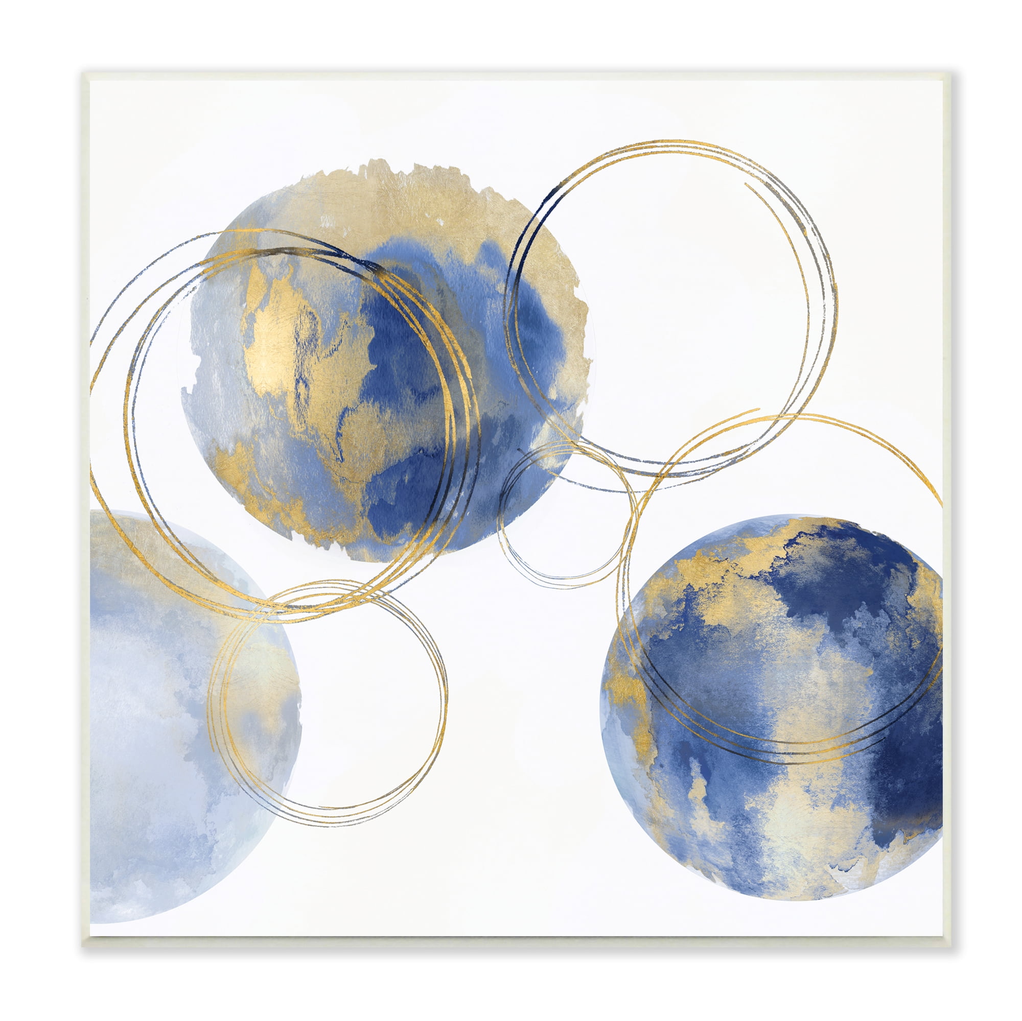 Stupell Industries Globe Abstract Shapes and Modern Golden Rings, 12 x 12, Designed by Natalie Harris