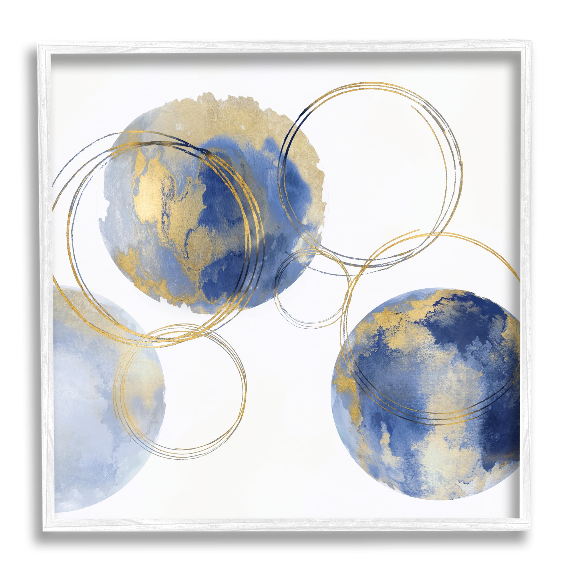 Stupell Industries Globe Abstract Shapes and Modern Golden Rings, 12 x 12, Designed by Natalie Harris