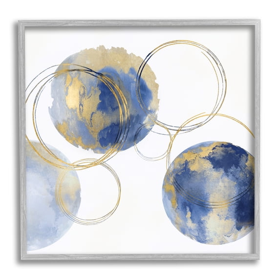 Stupell Industries Globe Abstract Shapes and Modern Golden Rings, 24 x 24, Designed by Natalie Harris