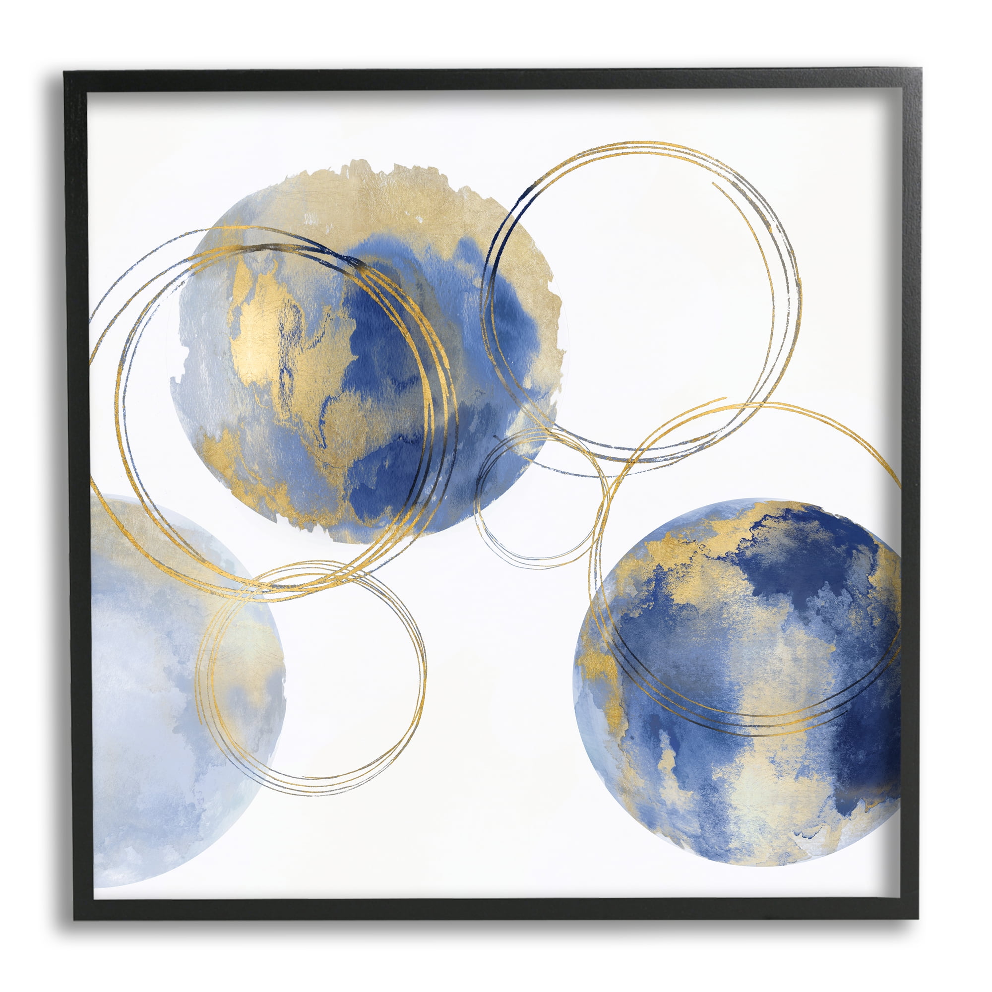 Stupell Industries Globe Abstract Shapes and Modern Golden Rings, 24 x 24, Designed by Natalie Harris