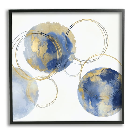 Stupell Industries Globe Abstract Shapes and Modern Golden Rings, 24 x 24, Designed by Natalie Harris